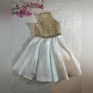 Rare Editions Gold and White Kids Dress